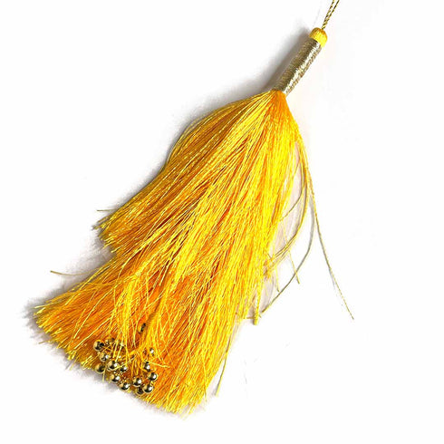 Big Size Yellow Color & Golden Beads Hanging/Tassels Pack Of 6